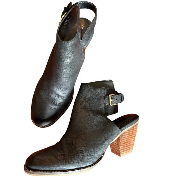Cole Haan Pippa Stacked Heel Black Leather Booties Womens Size 9 - Picture 1 of 7